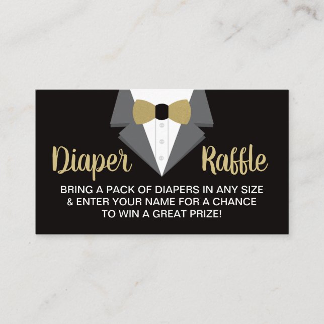 Little Gentleman Diaper Raffle Ticket, Tuxedo Business Card (Front)