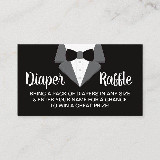 Little Gentleman Diaper Raffle Ticket, Tuxedo Business Card (Front)