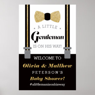 Little Gentleman Welcome Sign Poster, Baby Shower