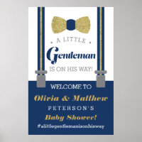 Little Gentleman Welcome Sign Poster, Faux Glitter