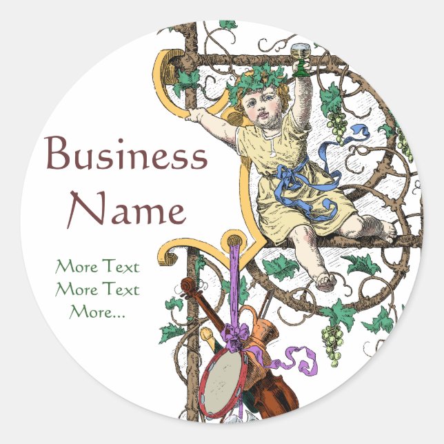 Little German Rhine Mosel Wine Cupid Classic Round Sticker (Front)