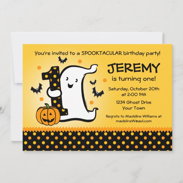 Little Ghost 1st Birthday Invitation (Front)