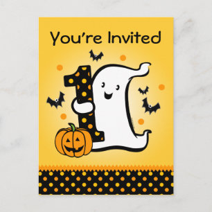 Little Ghost 1st Birthday Postcard Invitation