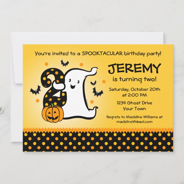 Little Ghost 2nd Birthday Invitation (Front)