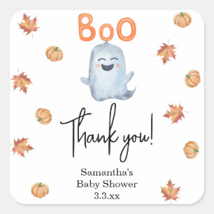 Little ghost - baby shower thank you square sticker