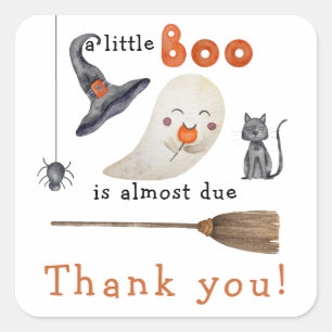 Little ghost - baby shower thank you square sticker