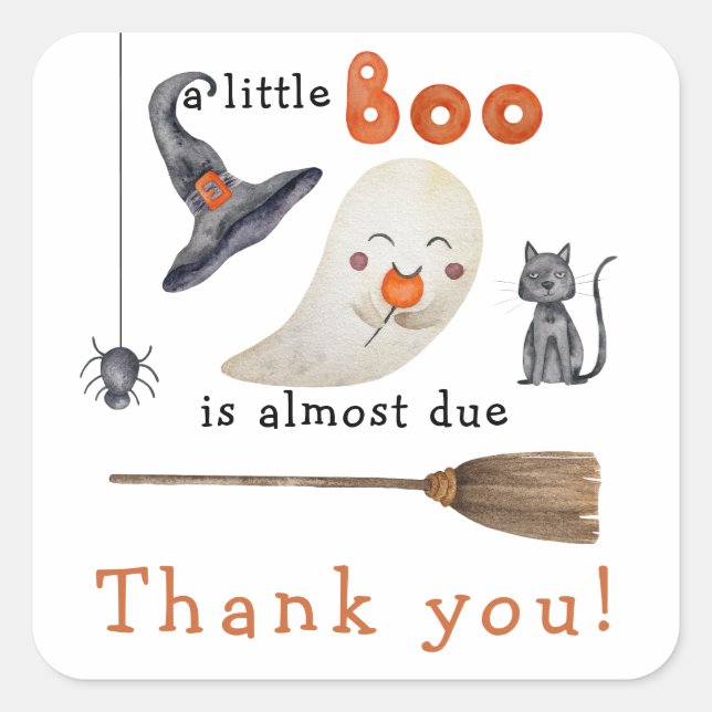 Little ghost - baby shower thank you square sticker (Front)