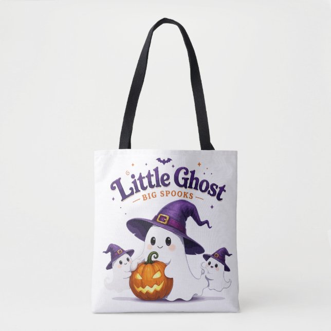  Little Ghost Big Spooks Cute Halloween Tote Bag (Front)