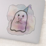 Little ghost celebrates birthday<br><div class="desc">Little ghost celebrates birthday with cake. Watercolor background.</div>