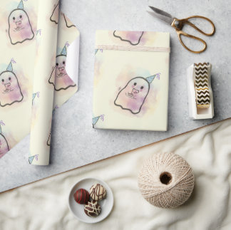 Little ghost celebration  wrapping paper