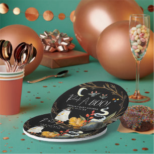 Little Ghost Cute Halloween Baby Shower Paper Plate