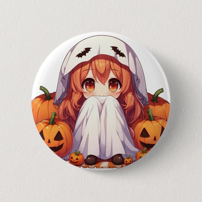 Little ghost for Halloween 6 Cm Round Badge (Front)