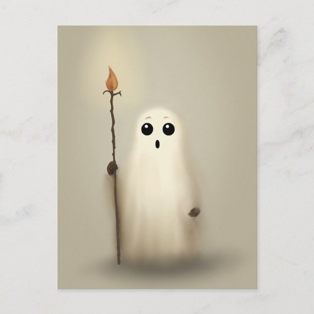 Little Ghost Halloween Postcard (Front)