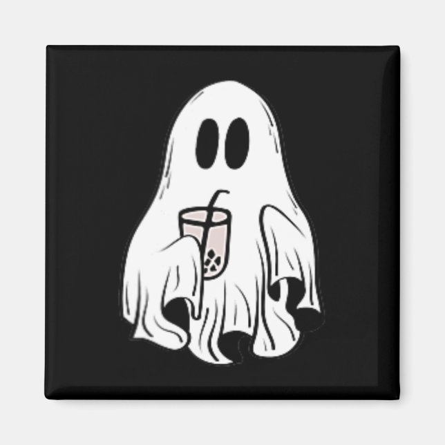 Little Ghost Ice Coffee Fun Happy Halloween  Magnet (Front)