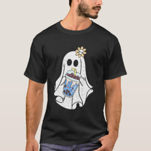 Little Ghost Ice Coffee Happy Halloween Women Girl T-Shirt