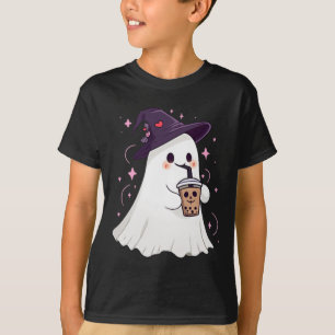 Little Ghost Ice Coffee Spooky Season Cute Ghost H T-Shirt