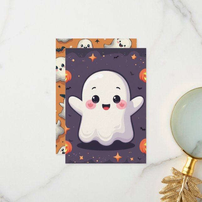 Little Ghost Thank You Card (Front/Back In Situ)