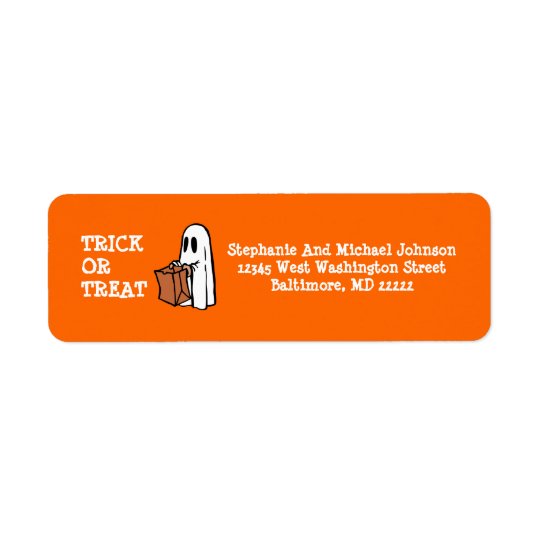 Little Ghost Trick or Treat Halloween Candy bag Return Address Label