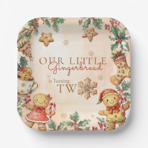 Little Gingerbread Christmas 2nd Birthday Paper Plate