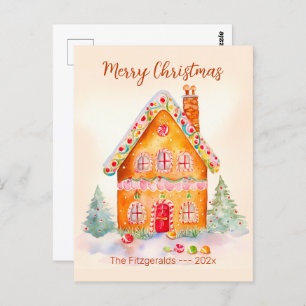 Little Gingerbread House Vintage Christmas Postcard