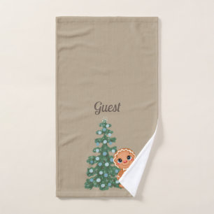 Little Gingerbread Man Christmas Tree Hand Towel
