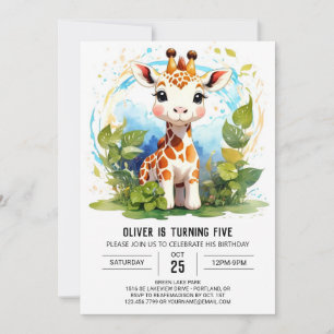Little Giraffe Custom Birthday invitation
