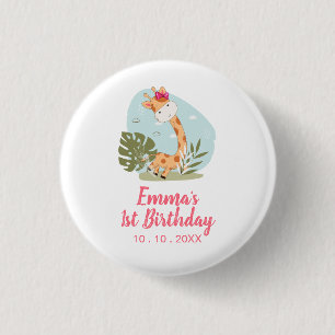 Little Giraffe (Girl Safari Animal) Birthday 3 Cm Round Badge