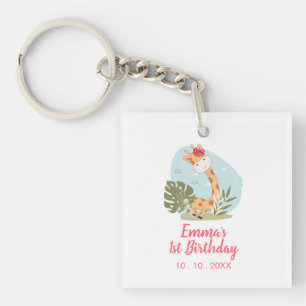 Little Giraffe (Girl Safari Animal) Birthday Key Ring