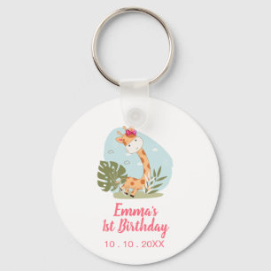 Little Giraffe (Girl Safari Animal) Birthday Key Ring