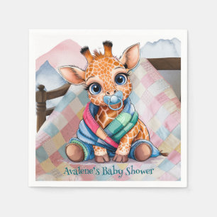 Little Giraffe Pacifier and Blanket Baby Shower Napkin