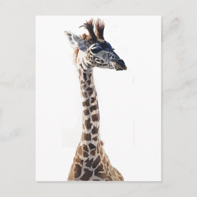 "Little Giraffe" Wildlife Animal Watercolor Postcard (Front)