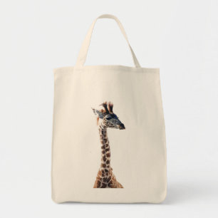 "Little Giraffe" Wildlife Animal Watercolor Tote Bag