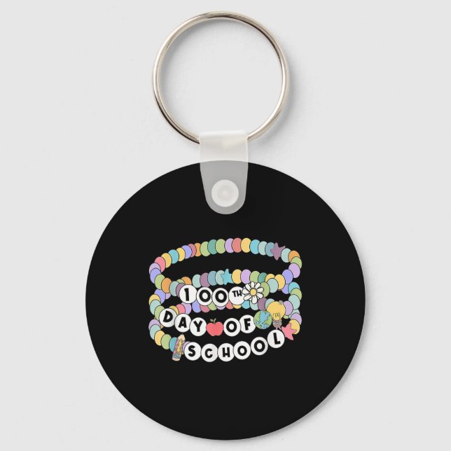 Little Girl 100 Days Of School Friendship Bracelet Key Ring (Front)