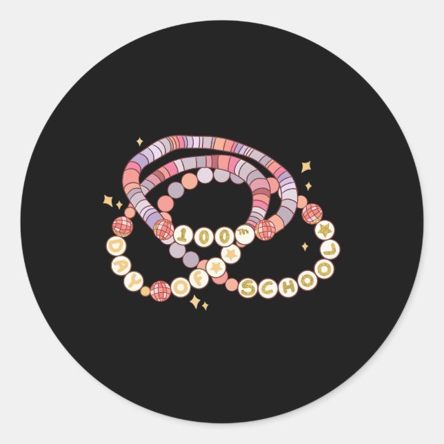 Little Girl 100 Days Of School Funny Friendship Br Classic Round Sticker (Front)