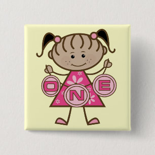 Little Girl 1st Birthday T-shirts and Gifts 15 Cm Square Badge