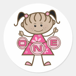 Little Girl 1st Birthday T-shirts and Gifts Classic Round Sticker