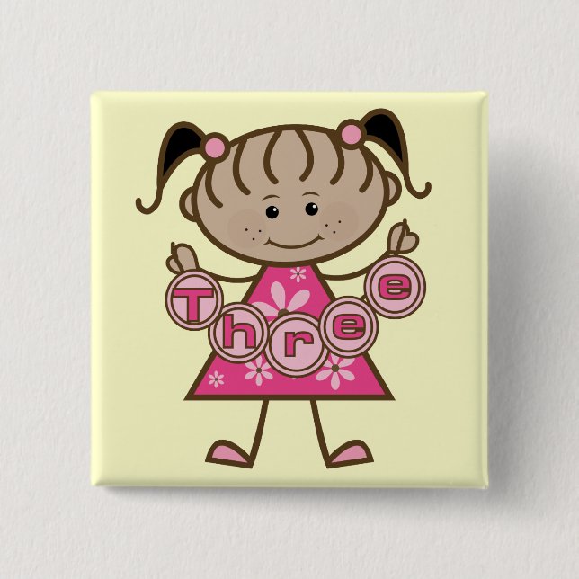 Little Girl 3rd Birthday Tshirts and Gifts 15 Cm Square Badge (Front)