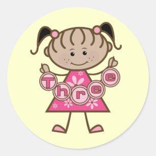 Little Girl 3rd Birthday Tshirts and Gifts Classic Round Sticker
