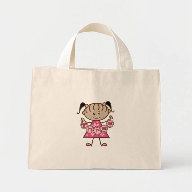 Little Girl 3rd Birthday Tshirts and Gifts Mini Tote Bag (Front)