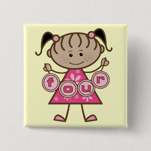 Little Girl 4th Birthday Tshirts and Gifts 15 Cm Square Badge