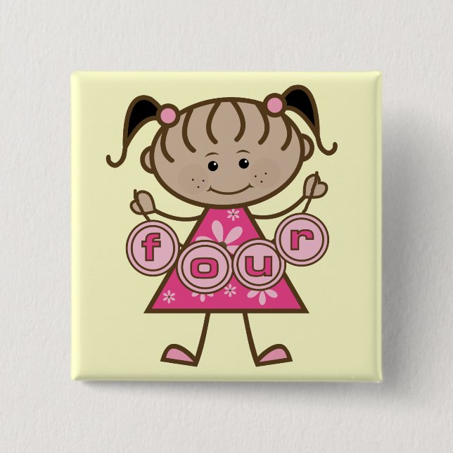 Little Girl 4th Birthday Tshirts and Gifts 15 Cm Square Badge (Front)