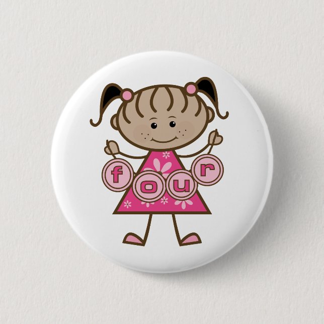 Little Girl 4th Birthday Tshirts and Gifts 6 Cm Round Badge (Front)