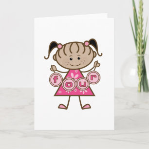 Little Girl 4th Birthday Tshirts and Gifts Card