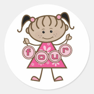 Little Girl 4th Birthday Tshirts and Gifts Classic Round Sticker