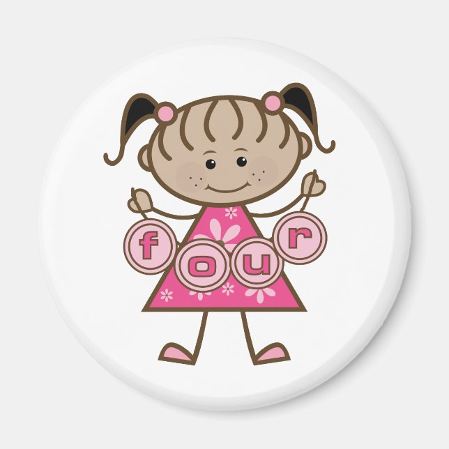 Little Girl 4th Birthday Tshirts and Gifts Magnet (Front)
