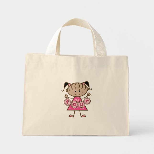 Little Girl 4th Birthday Tshirts and Gifts Mini Tote Bag (Front)