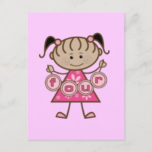 Little Girl 4th Birthday Tshirts and Gifts Postcard
