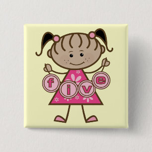 Little Girl 5th Birthday Tshirts and Gifts 15 Cm Square Badge