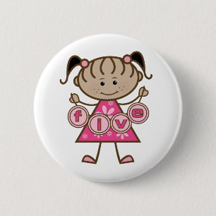 Little Girl 5th Birthday Tshirts and Gifts 6 Cm Round Badge