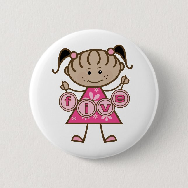 Little Girl 5th Birthday Tshirts and Gifts 6 Cm Round Badge (Front)